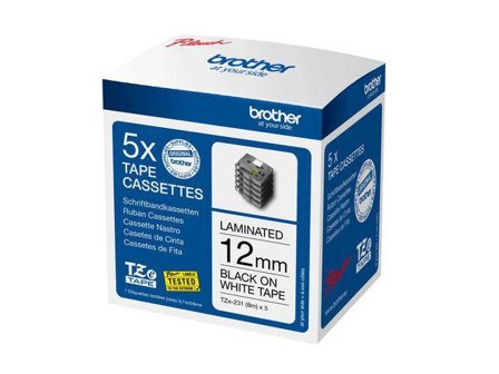 Brother TZe-231 - laminert teip - 1 kassett(er) - Rull (1,2 cm x 8 m) (en pakke 5)