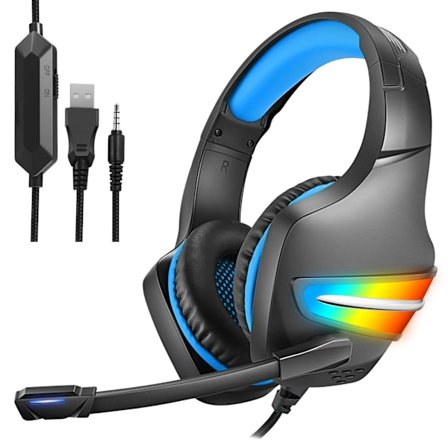Gaming Headset Mic Surround Sound RGB USB -hörlurar för PS/Xbox ONE/PC Blå