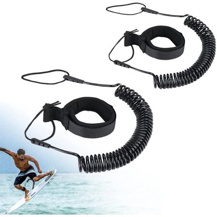 2-pak - Elastisk surferline - Surfbræt fodline - 3 meter - SUP tilbehør - Sort