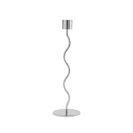 Cooee Curved Candleholder 26cm Stainless Steel Ljuslyktor & ljushållare Silver 26