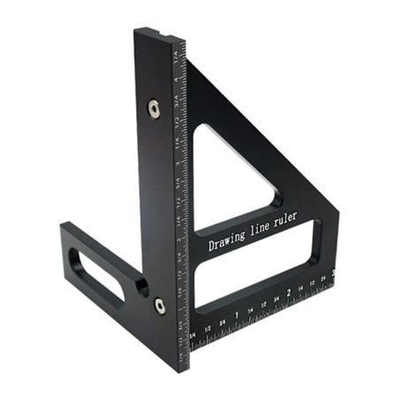 Tømrerens vinkelmåler i aluminium, præcisionshulssporing, vinkelmåler til træbearbejdning, 45/90 grader - sort