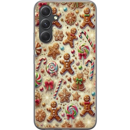 Kompatibelt Mobildeksel til Samsung Galaxy S24+ Julmotiv med pepperkaker, polkagriser og fargerike julegodteri