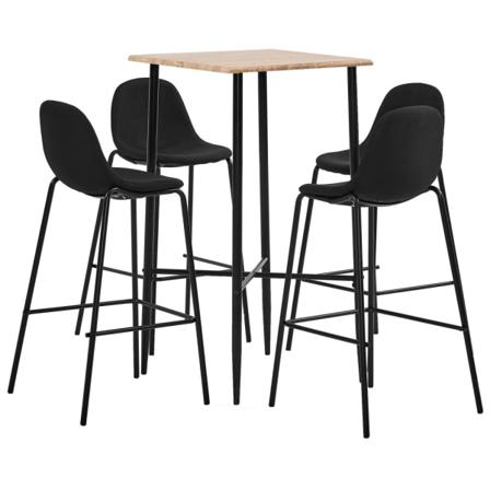 Bargrupp 5 Delar Tyg Svart Svart