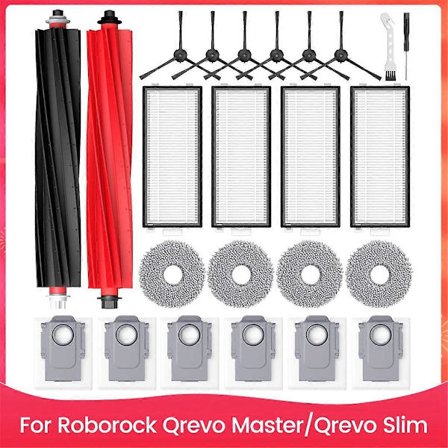 Tilbehørssett for Qrevo Master/Qrevo Slim robotstøvsuger, reservedeler hovedsidebørste HEPA Fi