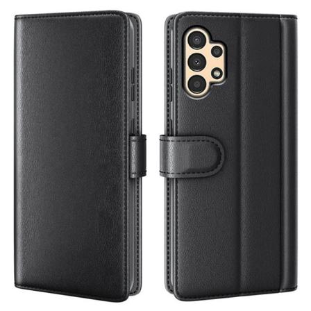 Folio Flip Äkta Läder Plånboksfodral Galaxy A13 4g - Svart