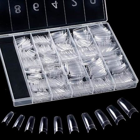 500 stk. naturlige falske negle 10 størrelser ovale falske negle fransk akrylstil kunstige falske neglespidser med æske til kvinder piger