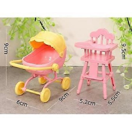 1 Set Dockskåp Barnstol Miniatyr Leksaker Barnvagn för Dockor för Barn Lek Docktillbehör Småbarn Dockvagn