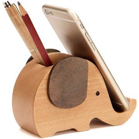 Mobiltelefonstativ i tre, gave til mann, unik penneholder, kontorutstyr, penneholder til bursdagsgave