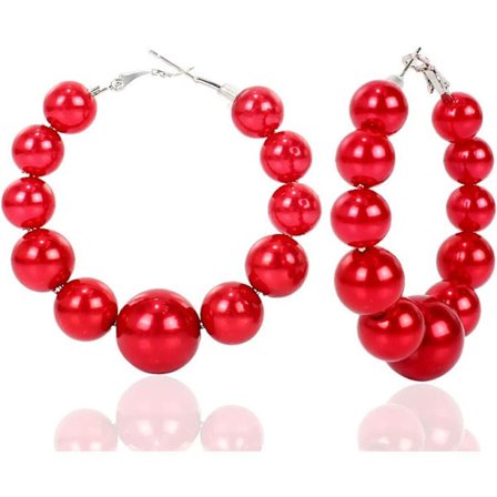 Par (rød) Overdrevne Store Cirkel Hoop Øreringe Mode