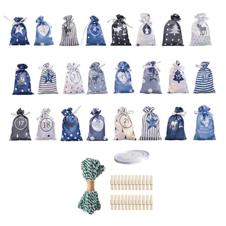 Jul Adventskalender 24 Dagar Hängande Adventskalendrar DIY Godis Presentpåsar för Juldekorationer