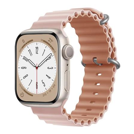 Ocean Rannekoru Apple Watch Ranneke 44mm 40mm 45mm 41mm 49mm 42mm 38mm Älykello silikonihihna Iwatch Ultra Series 7 6 3 Se 8 Oxford Pink-Rose 42 44 45