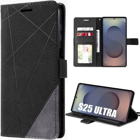 Coque til Samsung Galaxy S25 Ultra - BOOLING - Anti-Ridser Beskyttelse 360 Grad Kunstlæder Sort