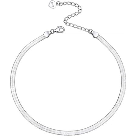 1 st (Silver) Platt Fisksbenskedja Sterling Silver Strandankel