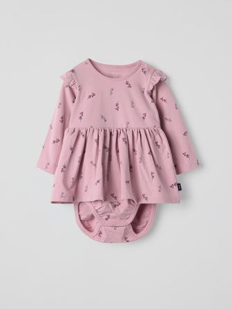 Kleidbody geblümt - 80 - kinderbekleidung - pink - Polarn O. Pyret