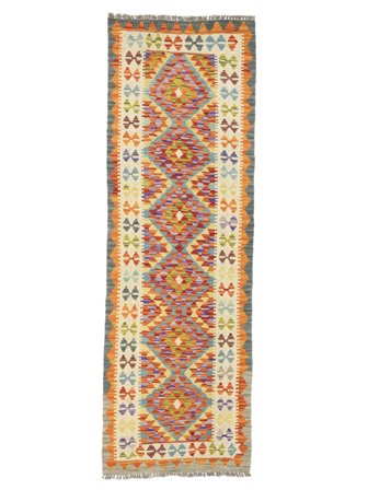 Orientalischer Kelim Afghan Old Stil Teppich 76X229 Läufer Braun/Orange Wolle, Afghanistan