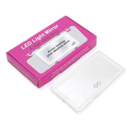 Hvidt LED Makeup Spejl til Bilen - USB Type-C Drevet Solskærmsspejl