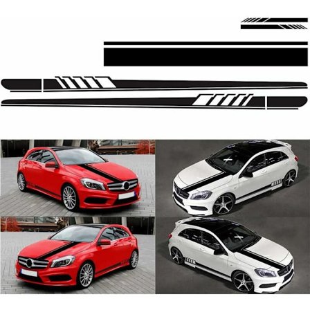 5 st bilklistermärken vinyl kaross klistermärken bil racing ränder bilar vinyl bilklistermärken (svart)
