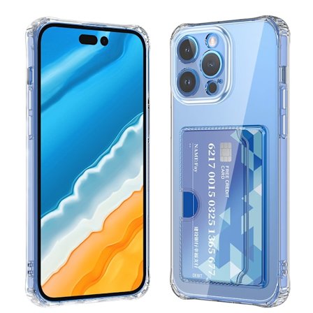 iPhone XR transparent etui med kortholder i siden - slidstærkt og let