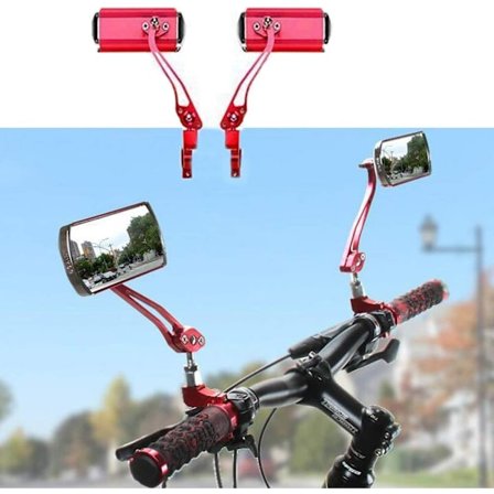 1 par cykelbackspeglar (röd), aluminium mountainbike cykling modifierade speglar