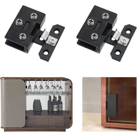 Klemmehængsel, 2 stk. Zinklegering Faste Glaskabinet Hængsler Glasdør til 5-7 mm Glas (Sort)