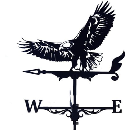 Vintage Svart Dyredesign Metall Værhane Vindretningsindikator for Utendørs Hage Tak Innhegning Dekorasjon Værhane (Ørn)