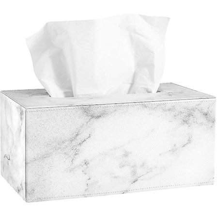 Serviettboks, rektangulær PU-skinn serviettholder, serviettboks med marmor mønster