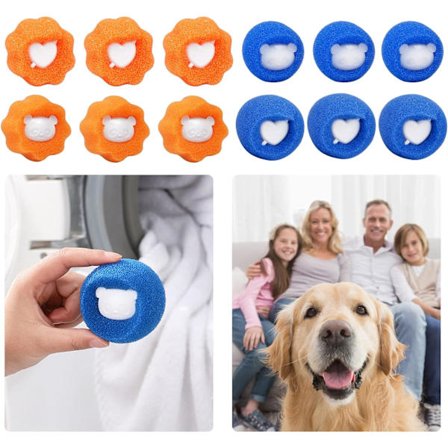 12 stk. dyrefjerner til vaskemaskine, fnugfjerner til vaskemaskine, vaskekugler mod dyrehår