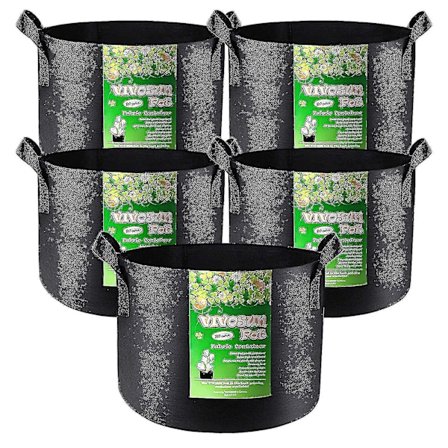 5-pack med 30-gallon (cirka 76,7 liter) odlingsväskor, förtjockade non-woven blomkrukor, med handtag tu april 4.9