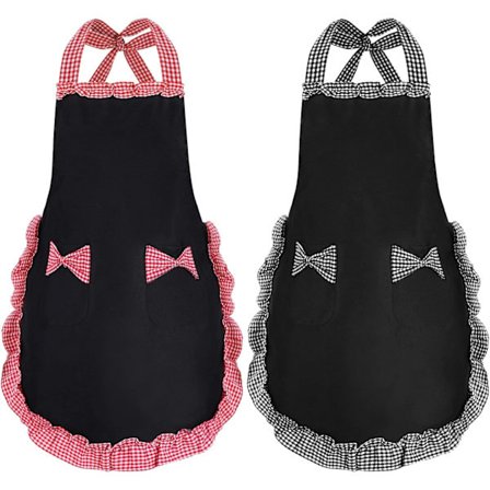 2 stk. forklæder til kvinder, sorte forklæder til kvinder med 2 lommer, vandtæt