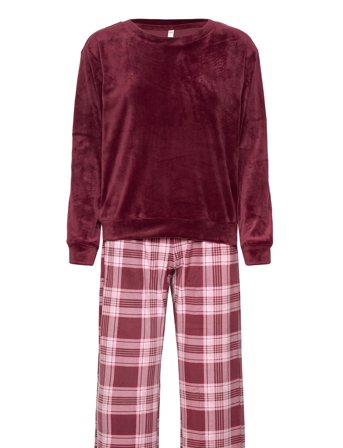 Pj Set Ls Velours Check Red Hunkemöller