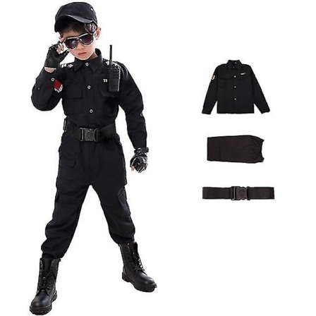Barn Trafik Special Polis Halloween Karneval Fest Performance Polis Uniform Barn Army Pojkar Cosplay Kostymer 110-160 cm
