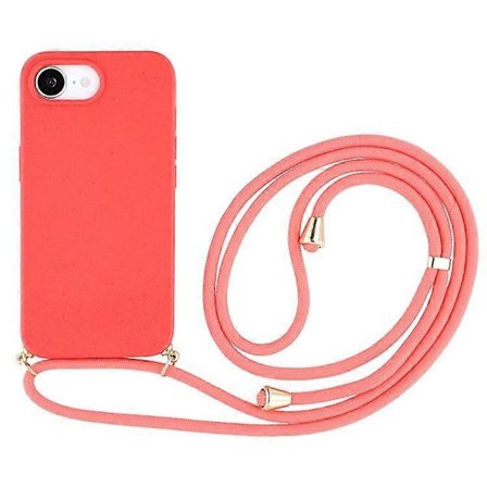 Puhelinkotelo iPhone 16e:lle, biohajoava vehnäolki + TPU-puhelinkuori pitkällä kaulanauhalla