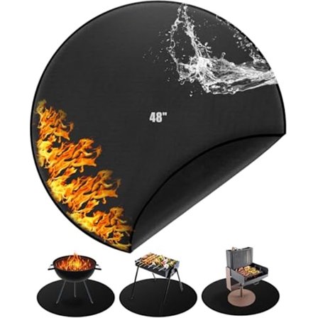 Rund brannsikker matte for grill, 120 cm varmebestandig grillmatte for utendørs bruk
