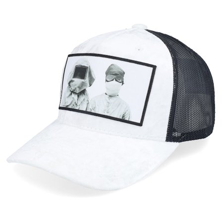 Calza Pennello - White trucker Lippis - Plague Velvet White/Black A-frame Trucker @ Hatstore