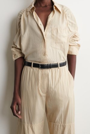 COS Ledergürtel Mit Steppnaht in Schwarz - Frauen