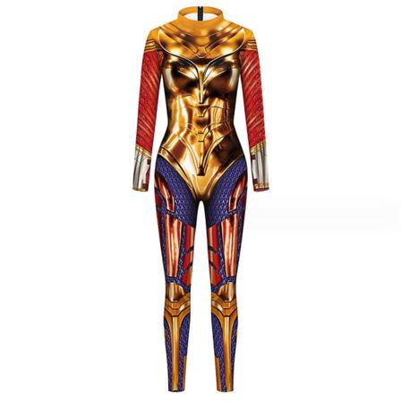 Kvinder Halloween kostume 3d mekanisk robot skelet print Cosplay Jumpsuit Romper Catsuit COLOR 2 M