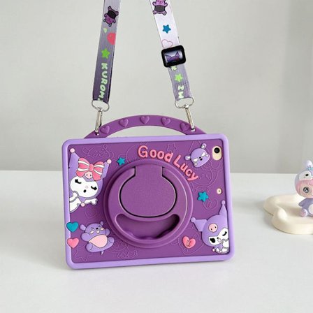 Fodral för iPad mini 123 mörklila Kuromi tecknad Melody snöre portabelt roterande ställ
