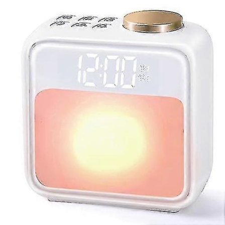 Soloppgang Vekkerklokke med 6 Visuelle Dynamiske Lysscener og Lyder, 10 Farger Nattlys med Hvit Støy Maskin & Vuggesang (FMY)