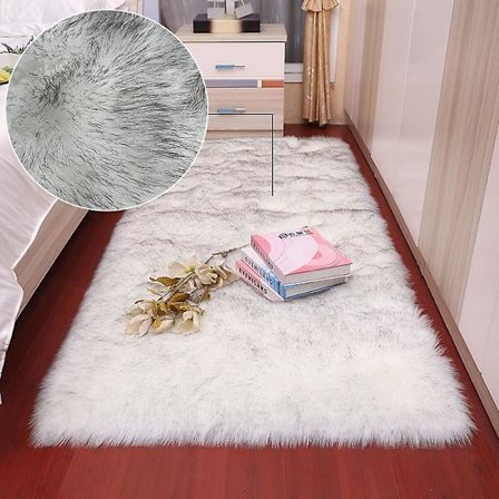 Matta för vardagsrum 160x230 Modern plysch Mjuk Fluffig Sovrum Sängmattor Burvark Soffa Stol Underlägg Vit Grå Stora mattor