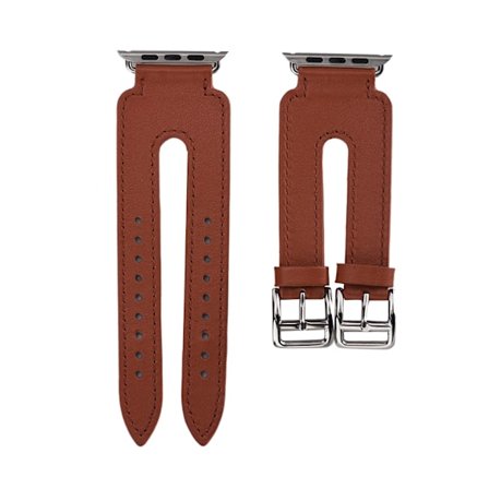 Kaksoissoljen nahkaranneke Vaihtoranneke Kellolle Ruskea