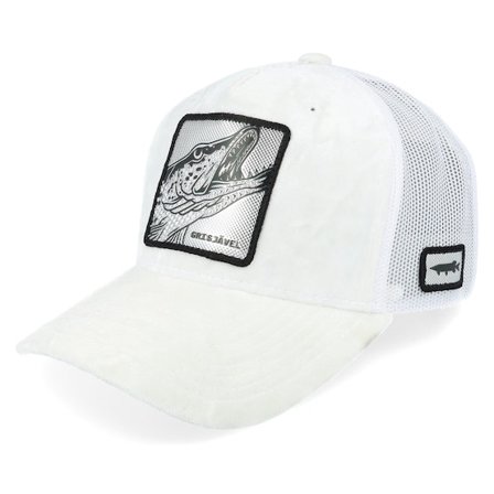 Skillfish - White trucker Czapka Z Daszkiem - Grisjävel Silver Velvet White A-frame Trucker @ Hatstore