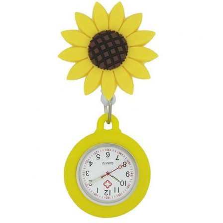 Love Heart Nurse Pocket Watch Beautiful Sunflower Sun Moon Clouds Hanging Quartz Pocket Watch