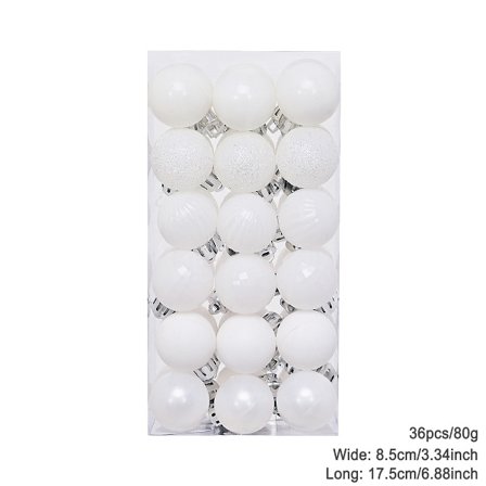 Viflosae 36 stk. knusesikre julekulepynt 6 cm, kompatibel med juletre, bryllups- og festdekorasjoner, innendørs juledekor Bla[D]