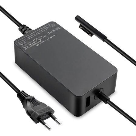65W 15V 4A Laddare för Microsoft Surface Pro 8/7/6/5/4/3/X, Laddare med USB-port