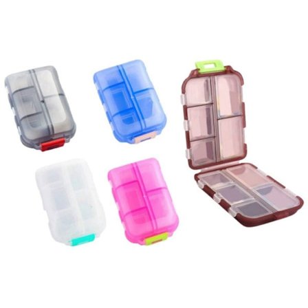 5-pack resetable piller med etiketter, 7-dagars pillerbox 10 fack, pillerbox för ficka handväska