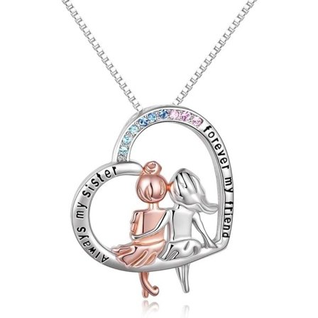 Systergåvor från syster sterling silver hjärthalsband kvinnlig vänskaps smycke