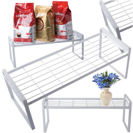 Metallhylle i ett plan kjøkkenorganiseringsstativ hvit for kjøkken Hvit