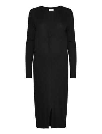 Mlbrynja L/S Jrs Midi Dress A. Knelang Kjole Svart Mamalicious*Betinget Tilbud