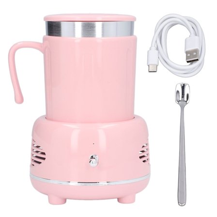 Nopeasti viilentävä ja lämmittävä kahvikuppi kaarevalla kahvalla ja liukumattomilla tyynyillä kahville, karhupullolle, vaaleanpunainen