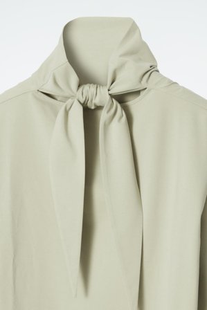 COS Women's Tie-Neck Jersey Top in Beige